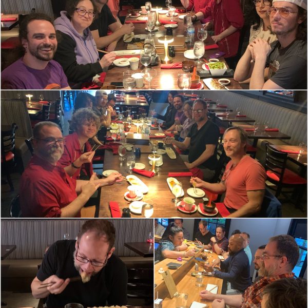 Group enjoys sushi post seminar